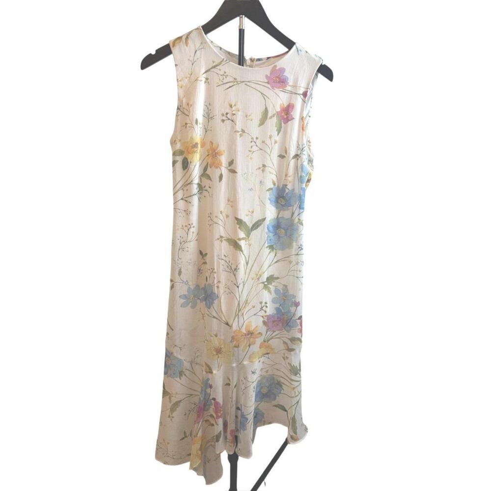 Calvin Klein Floral Print Sleeveless Midi Dress White Wedding Resortwear 4 NWT